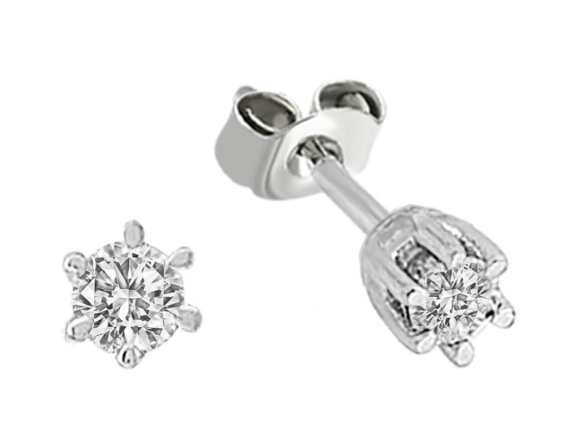 0,26 Gesamtkarat Diamant Solitaire Ohrring in 333er 8 Karat Weißgold - handgefertigter Diamantschmuck aus Feingold | Sirius Diamant