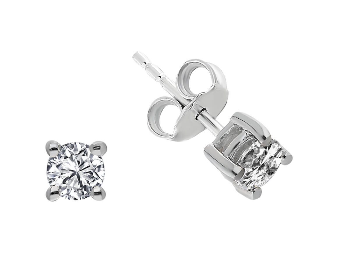 0.34 total carat diamond solitaire earring in 14 carat white gold