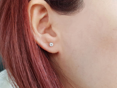 F color 0.25 carat diamond stud earrings in 14K white gold