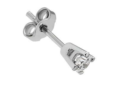0.10 carat diamond men's earring in 585 14 K white gold