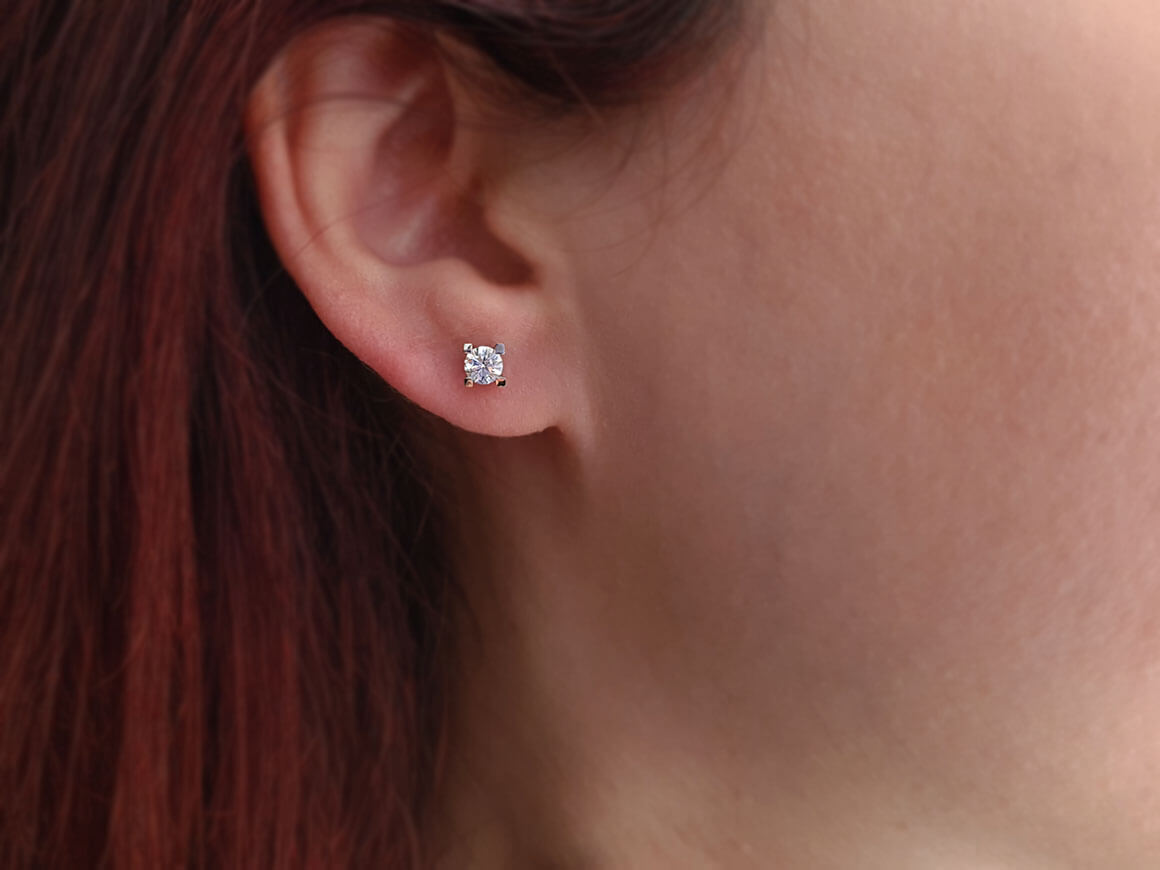 0,53 Karat Diamant Solitär Ohrringe - handgefertigter Diamantschmuck aus Feingold | Sirius Diamant