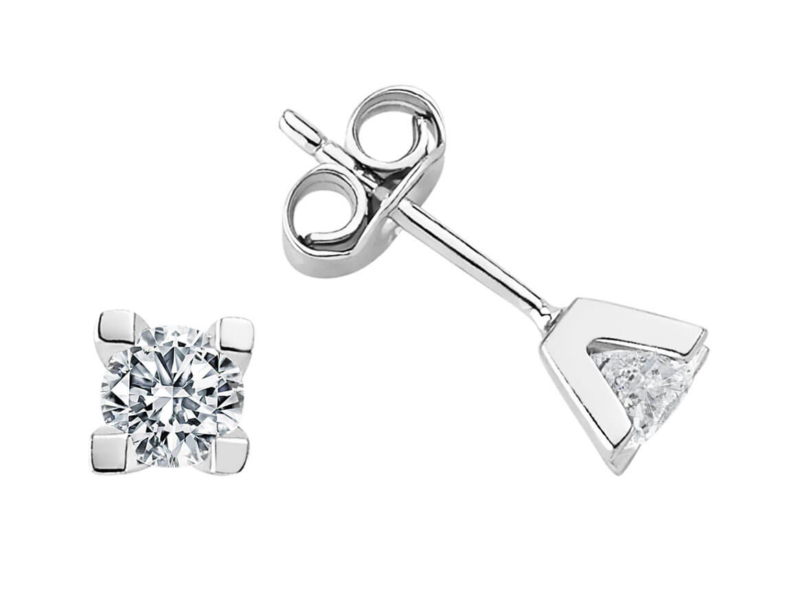 0,61 Karat Diamant Solitär Ohrringe - handgefertigter Diamantschmuck aus Feingold | Sirius Diamant