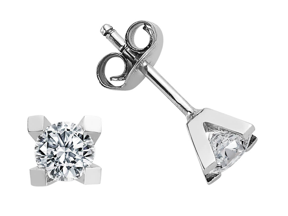 0,77 Karat Diamant Solitär Ohrringe - handgefertigter Diamantschmuck aus Feingold | Sirius Diamant