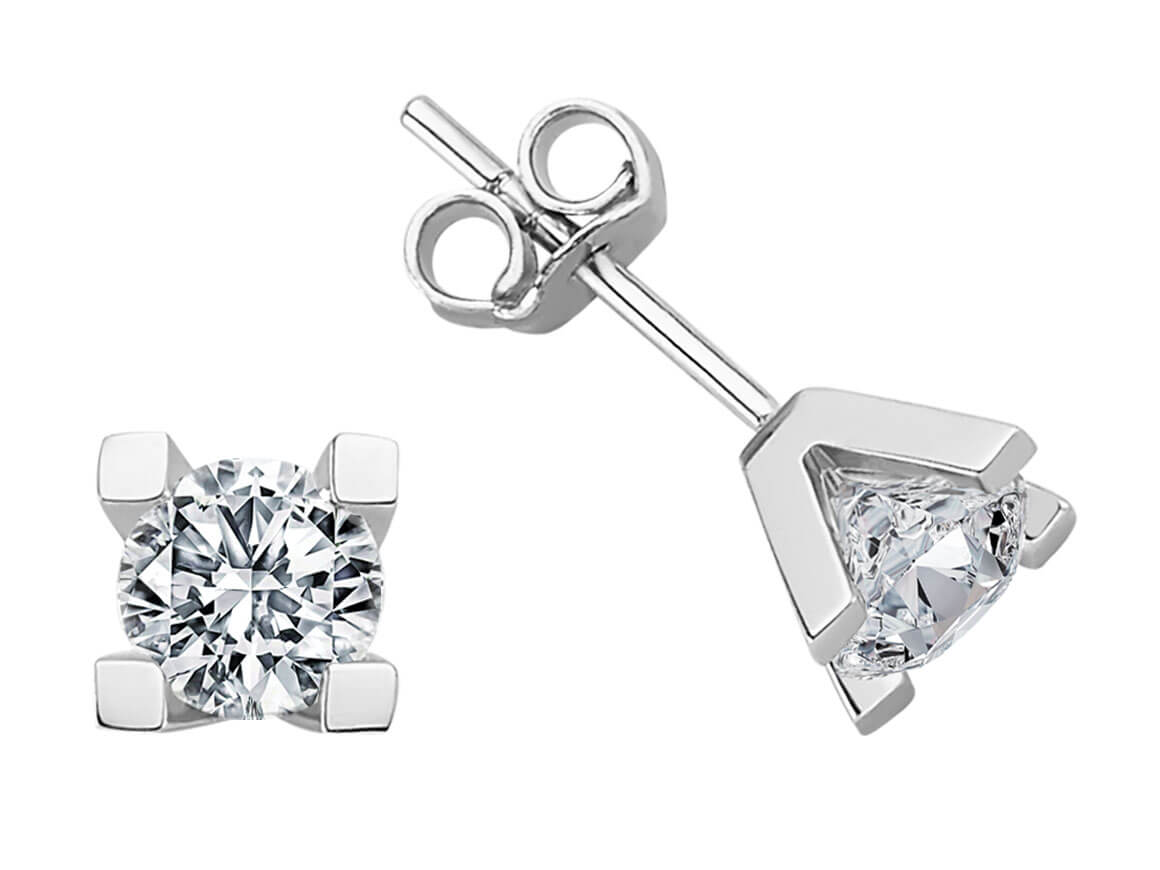 1,42 Karat Diamant Solitär Ohrringe - handgefertigter Diamantschmuck aus Feingold | Sirius Diamant