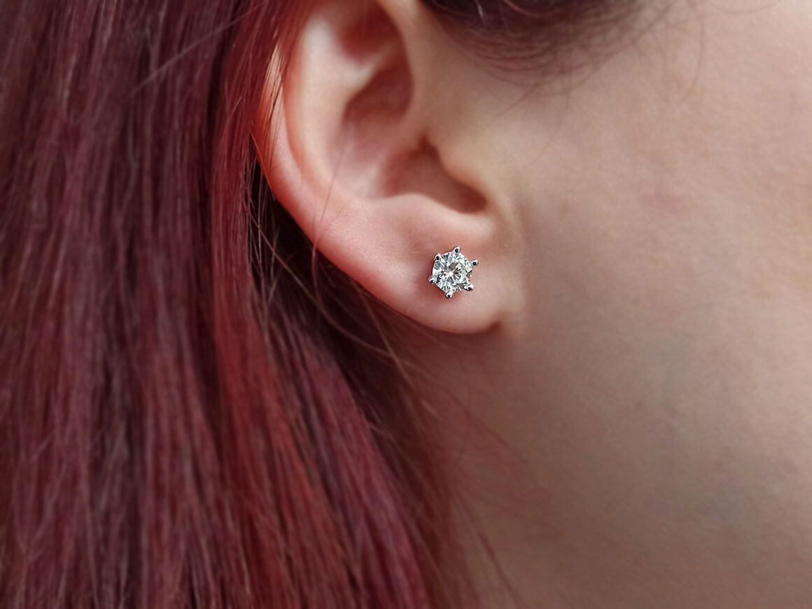 1.40 Carat Diamond Solitaire Earrings in 14 K White Gold