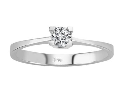 0.14 carat diamond solitaire ring in 18K white gold