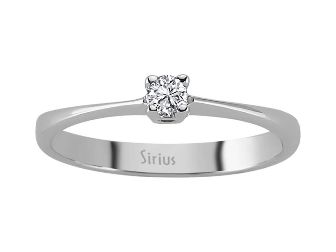 0.10 carat diamond solitaire ring in 14K white gold