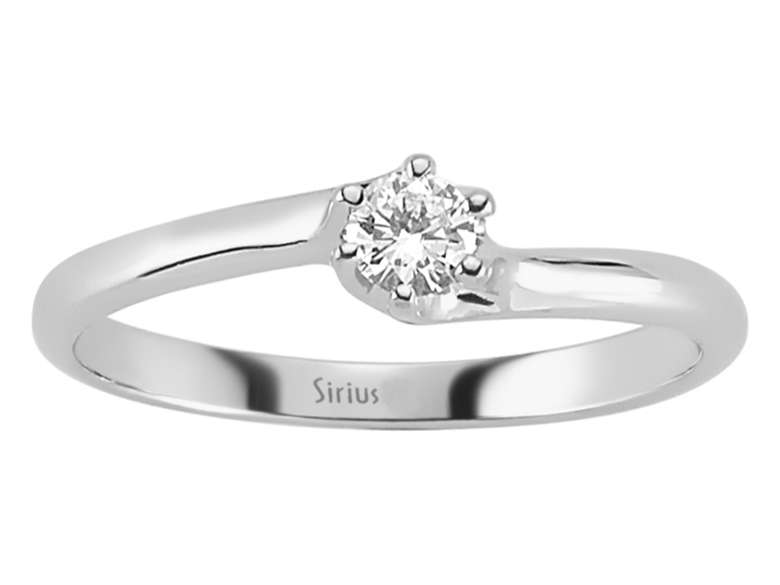 0,13 Carat Diamant Solitär Ring in 18 Karat Weissgold - handgefertigter Diamantschmuck aus Feingold | Sirius Diamant