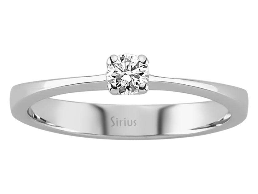 Bague solitaire en or blanc 14 carats 585 avec diamant de 0,14 carat