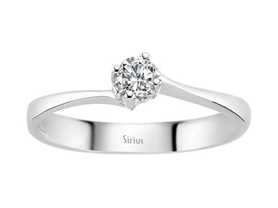 0.14 carat diamond solitaire ring in 18 K white gold
