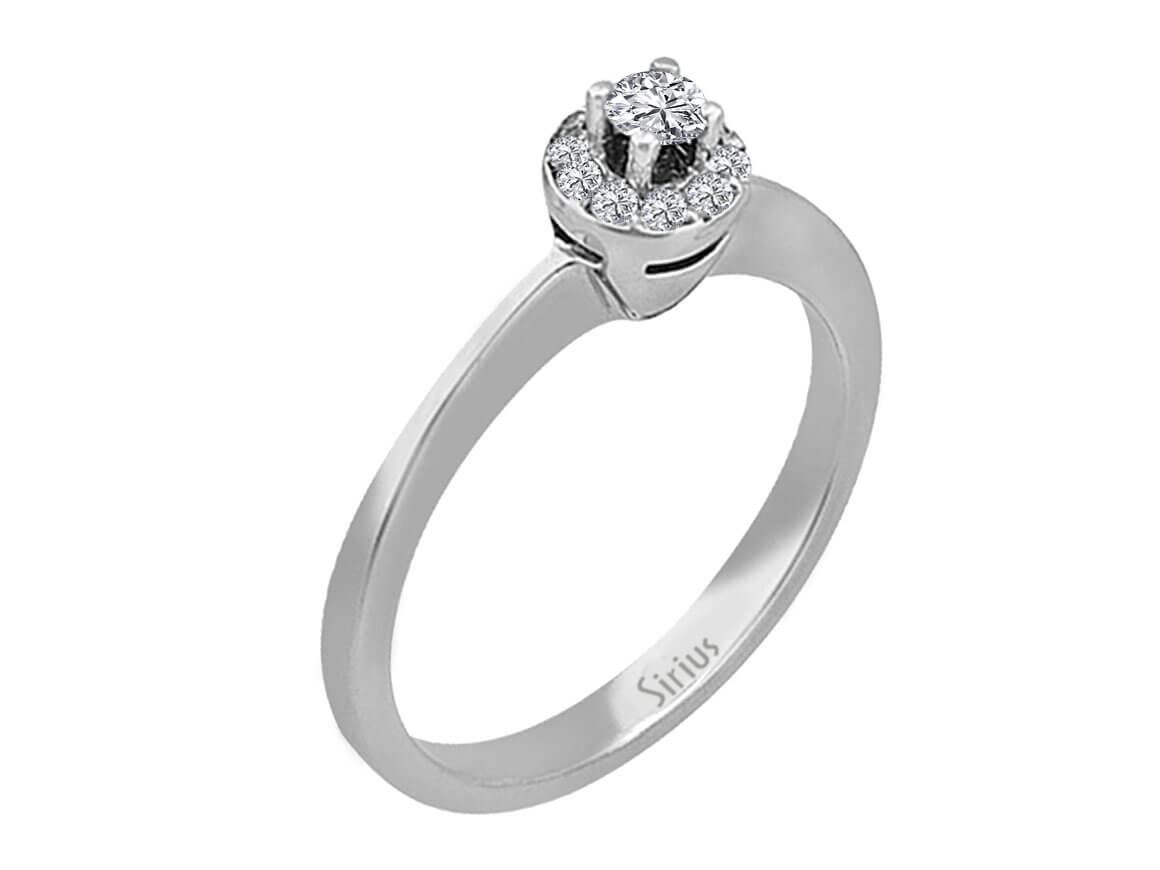 0,22 Karat Diamant Solitär Ring in 8 K Weißgold - handgefertigter Diamantschmuck aus Feingold | Sirius Diamant