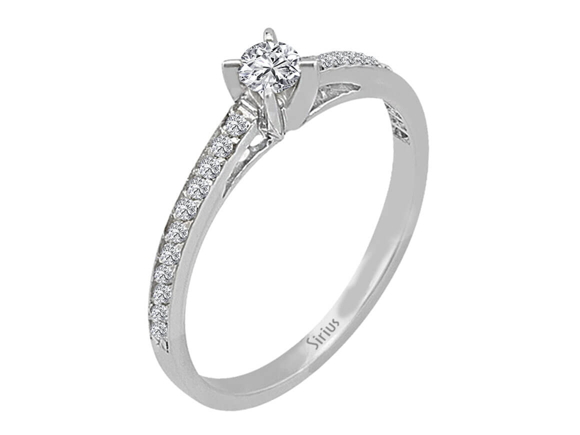 0.33 carat diamond solitaire ring in 14 K white gold