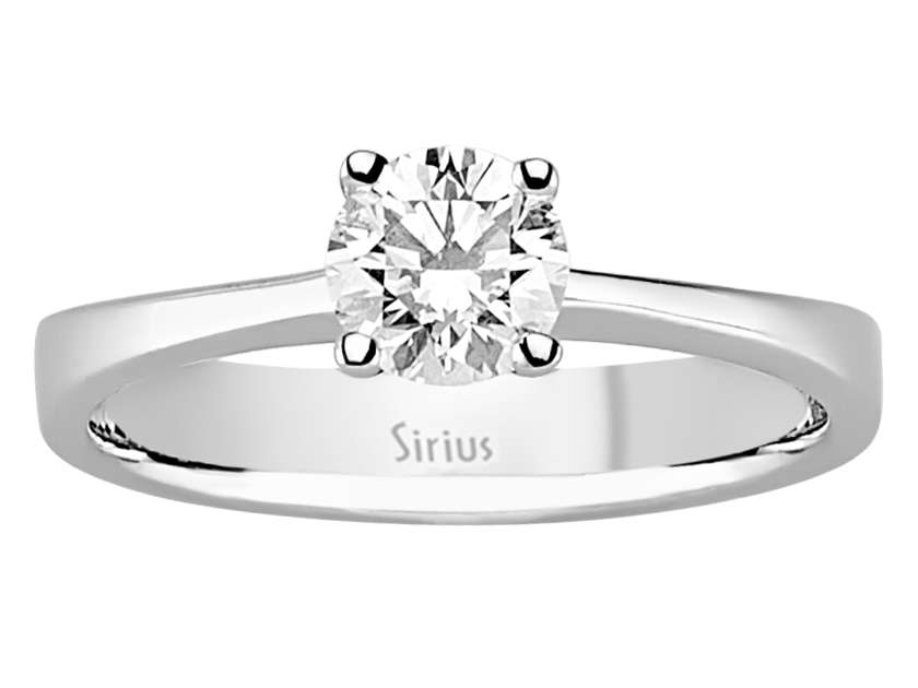0.71 carat diamond solitaire ring in 14 K white gold