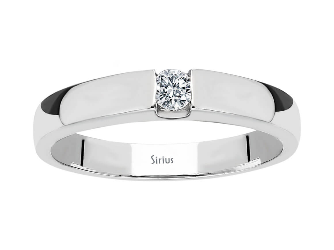 0,11 Carat Diamant Solitär Ring in 14 K Weissgold - handgefertigter Diamantschmuck aus Feingold | Sirius Diamant