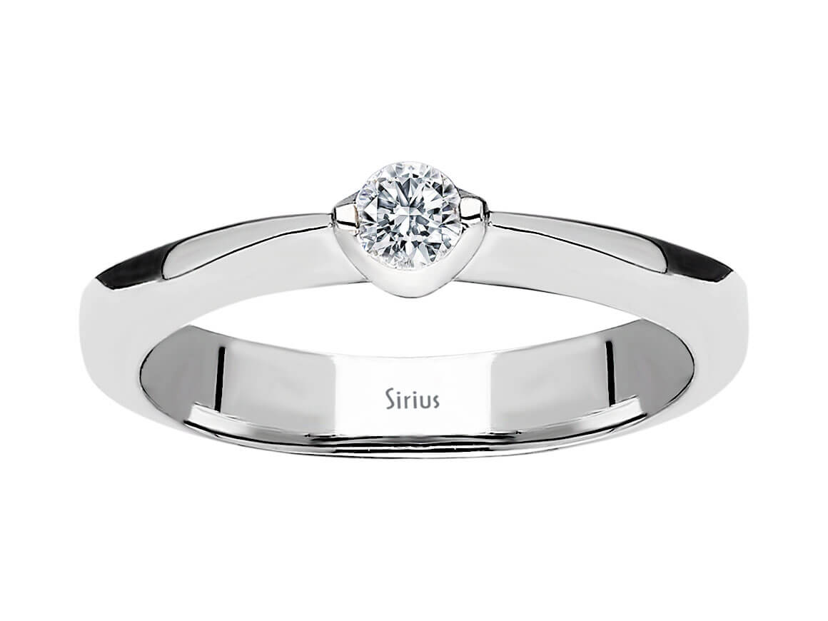 0,13 Carat Diamant Solitär Ring in 14 Karat Weissgold – handgefertigter Diamantschmuck aus Feingold | Sirius Diamant