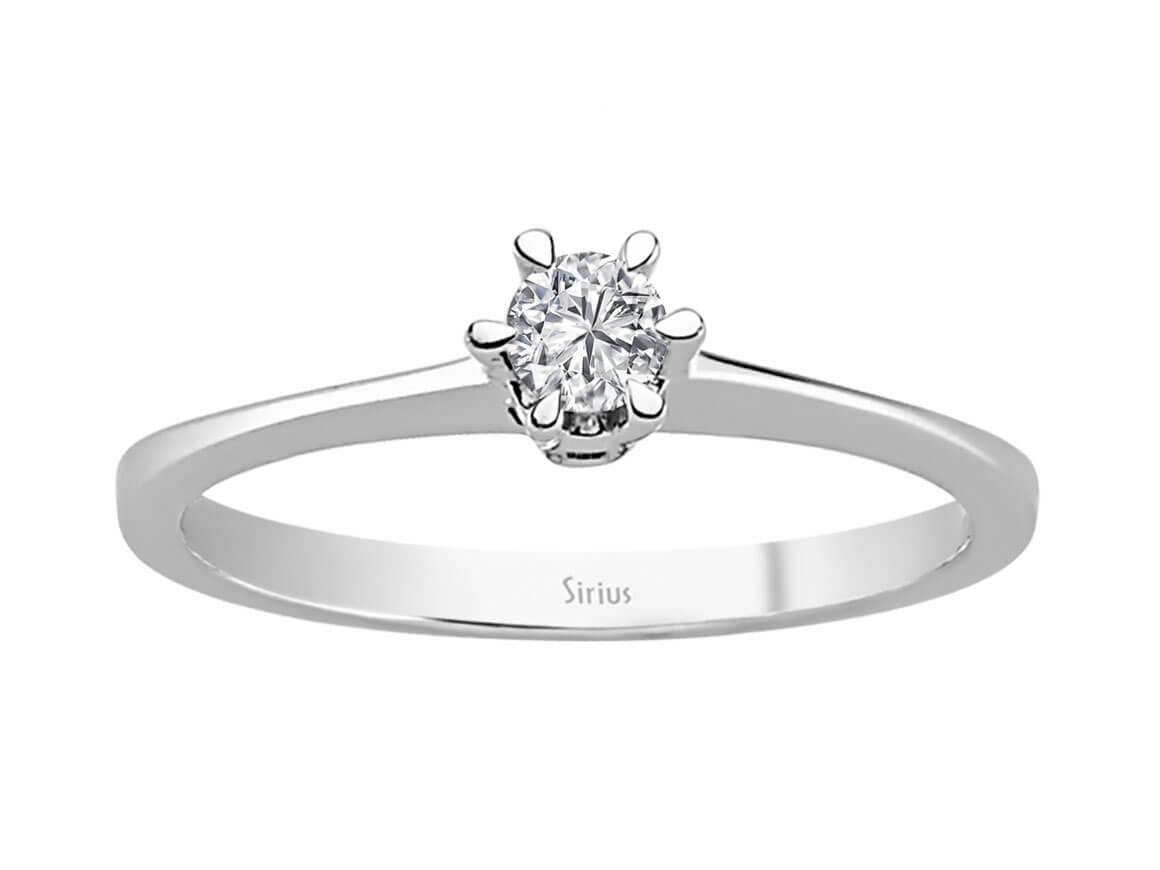 Bague solitaire en or blanc 14 carats avec diamant de 0,15 carat
