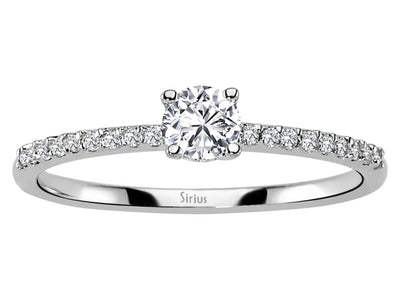 0.23 total carat diamond solitaire ring in 14 K white gold