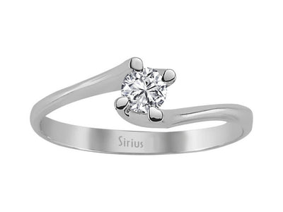 Bague solitaire en or blanc 14 carats avec diamant de 0,19 carat