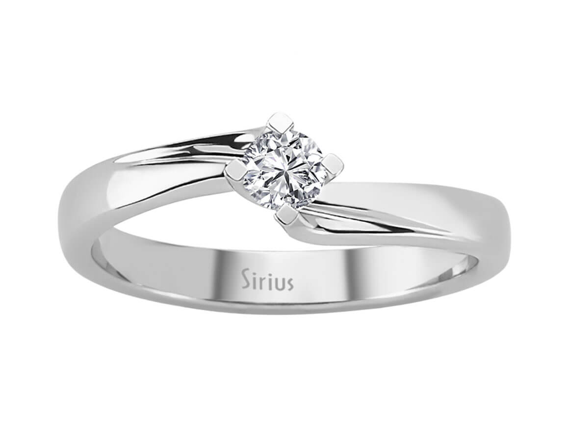 0,18 Karat Diamant Solitaire Ring in 585er 14K Weißgold - handgefertigter Diamantschmuck aus Feingold | Sirius Diamant