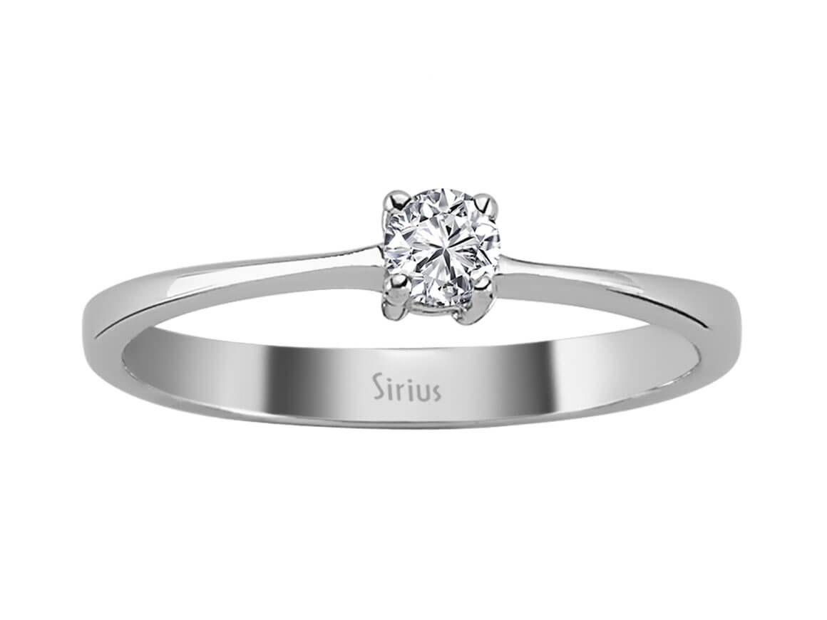 Bague solitaire en or blanc 14 carats avec diamant de 0,15 carat