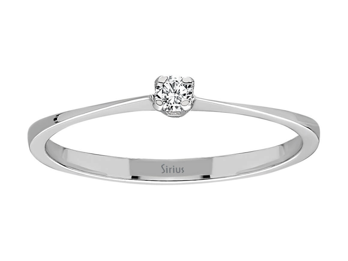0,05 Karat Diamant Solitaire Ring in 333er 8K Weißgold - handgefertigter Diamantschmuck aus Feingold | Sirius Diamant