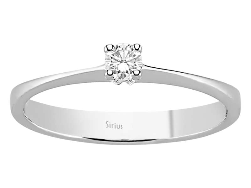 Bague solitaire en or blanc 14 carats avec diamant de 0,11 carat