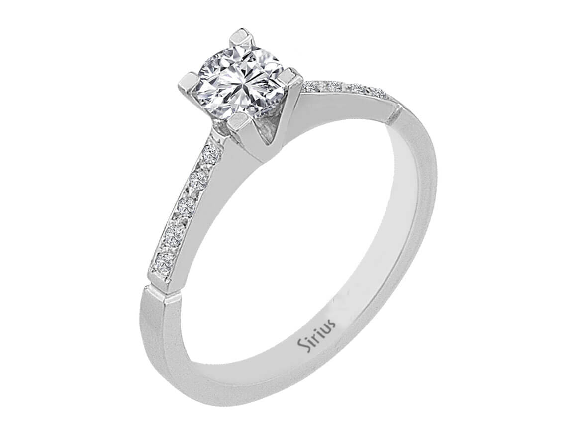 0,46 Gesamtkarat Diamant Solitaire Ring in 585er 14K Weißgold - handgefertigter Diamantschmuck aus Feingold | Sirius Diamant