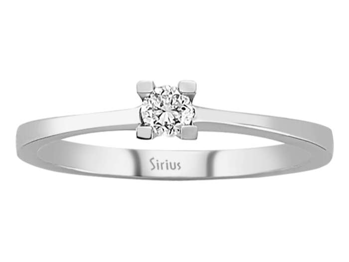 Bague solitaire en or blanc 14 carats avec diamant de 0,12 carat