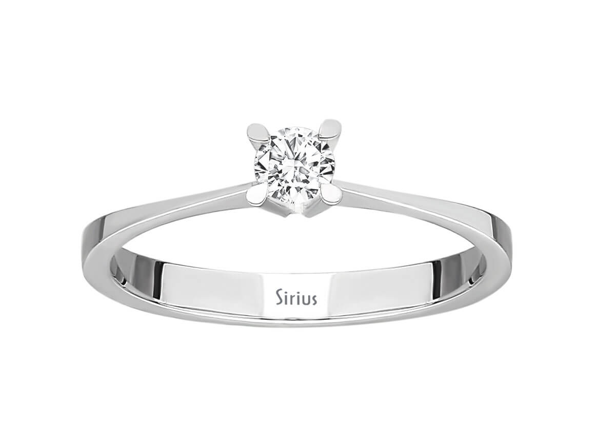 Bague solitaire en or blanc 14 carats avec diamant de 0,13 carat