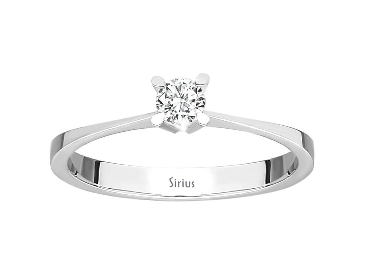 0,09 Karat Diamant Solitaire Ring in 333er 8K Weissgold - handgefertigter Diamantschmuck aus Feingold | Sirius Diamant