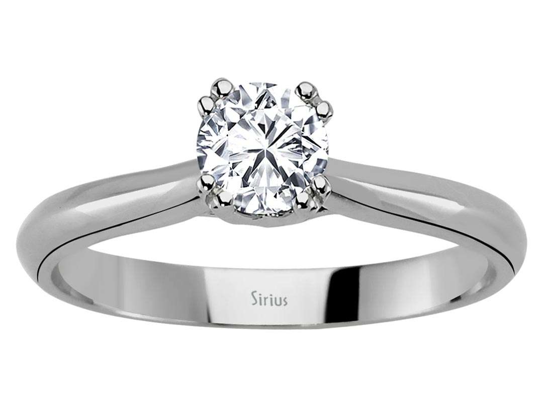 0,49 Karat Diamant Solitaire Ring in 585er 14K Weissgold - handgefertigter Diamantschmuck aus Feingold | Sirius Diamant