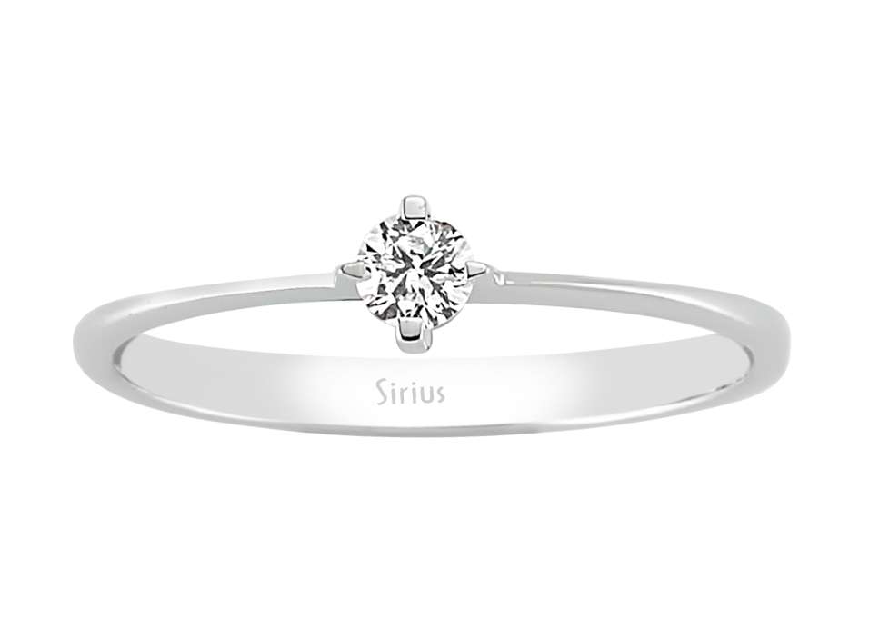 0,12 Karat Diamant Solitär Ring in 14 Karat Weißgold - handgefertigter Diamantschmuck aus Feingold | Sirius Diamant