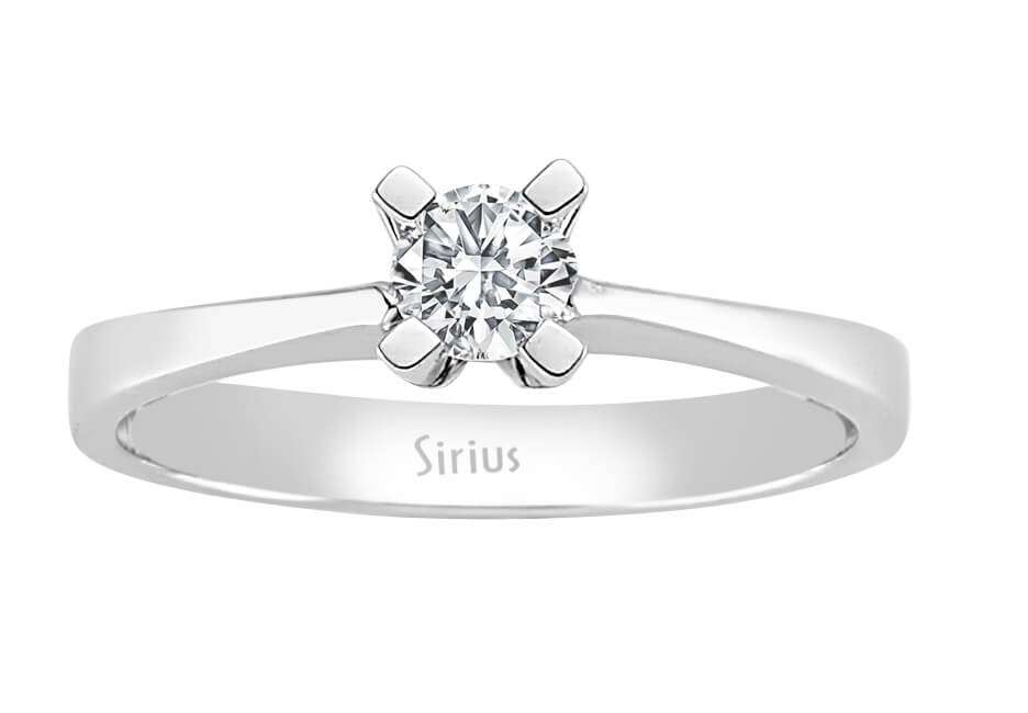 0,23 Karat Diamant Solitär Ring in 14k Weißgold - handgefertigter Diamantschmuck aus Feingold | Sirius Diamant