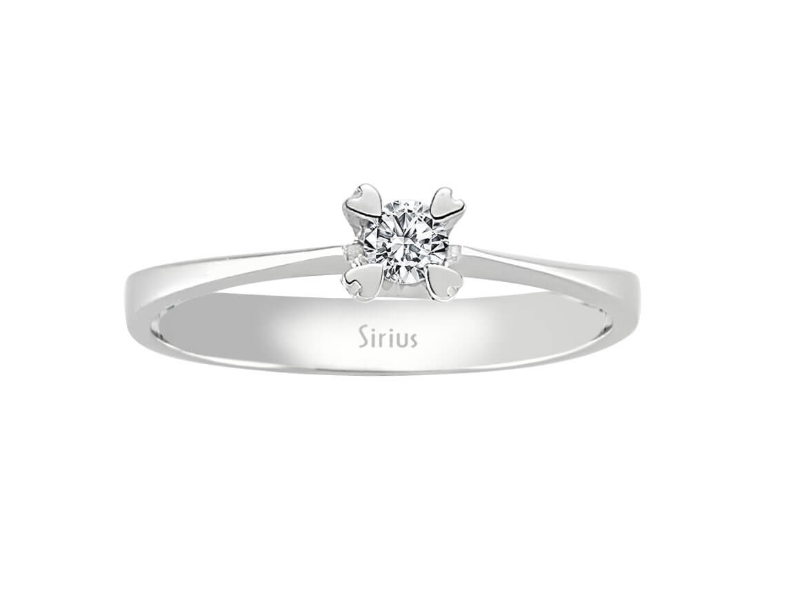 0,11 Karat Diamant Solitär Ring in 14k Weißgold - handgefertigter Diamantschmuck aus Feingold | Sirius Diamant