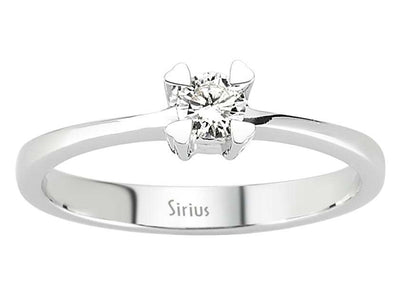 0.17 carat diamond solitaire ring in 14 K white gold