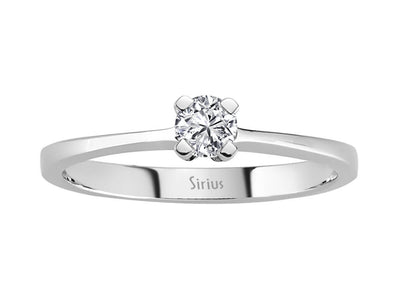 0.22 carat diamond solitaire ring in 14 K white gold