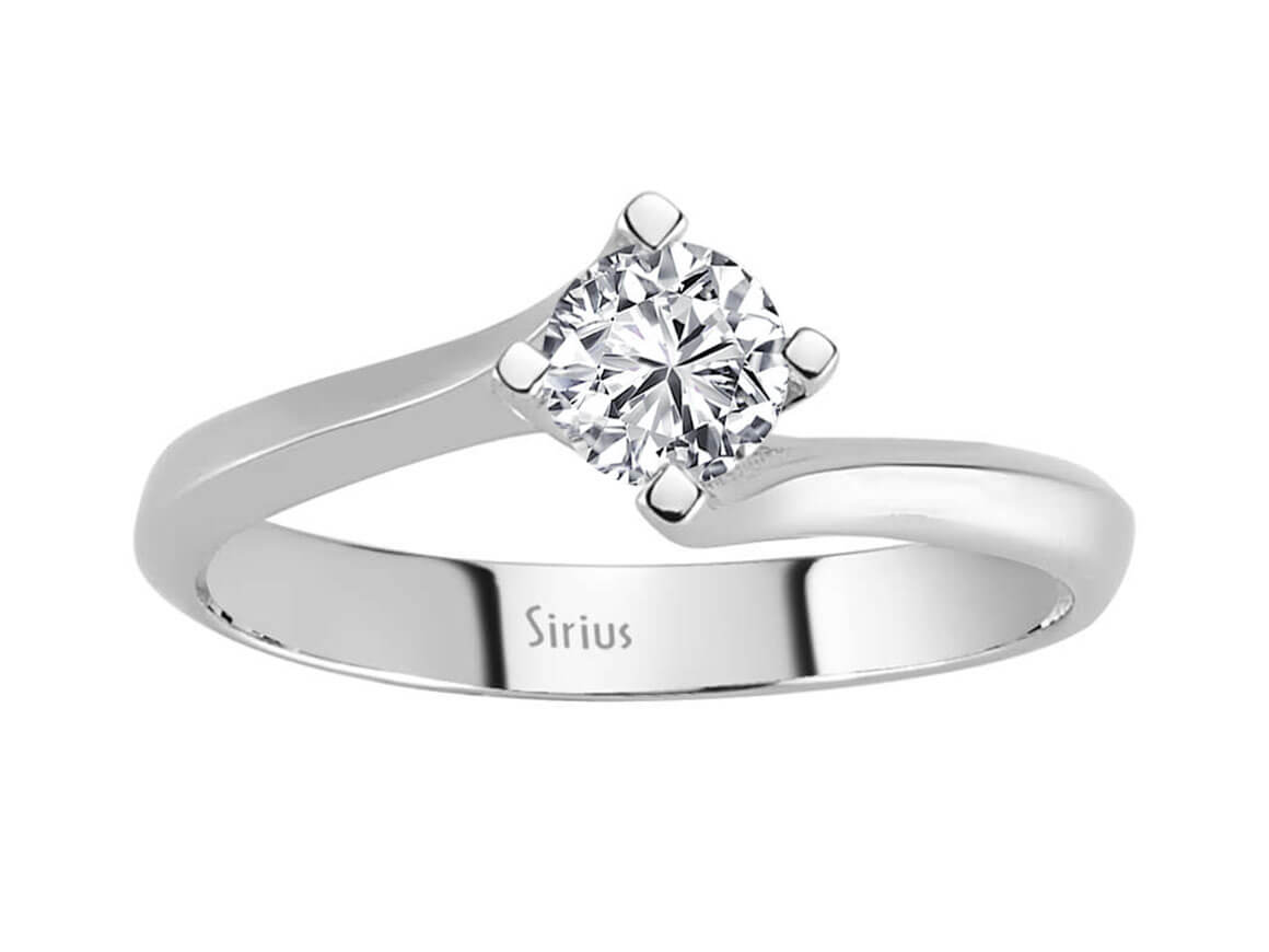 0,45 Karat Diamant Solitär Ring in 14 K Weißgold - handgefertigter Diamantschmuck aus Feingold | Sirius Diamant