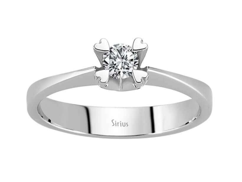 Bague solitaire en or blanc 14 carats avec diamant de 0,18 carat