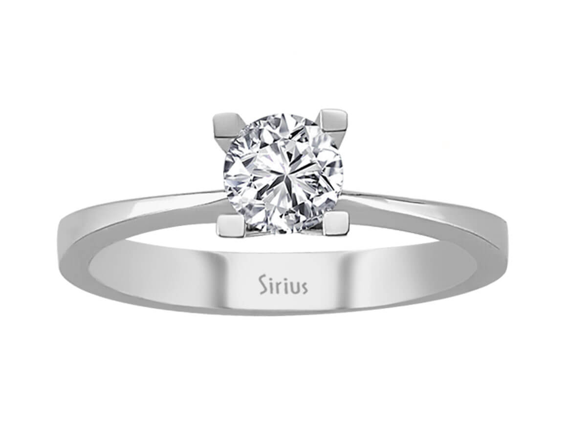 0.54 carat diamond solitaire ring in 14 K white gold