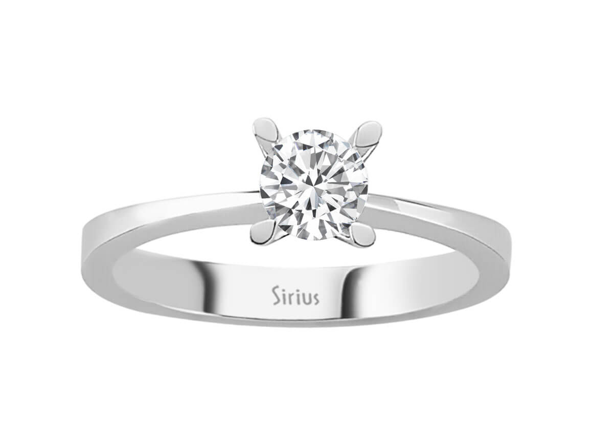 0.52 carat diamond solitaire ring in 14 K white gold
