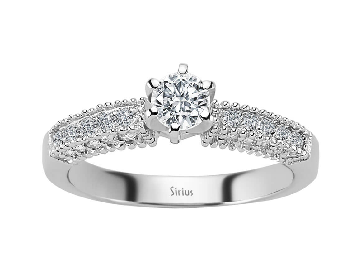 Total 0.60 carat diamond solitaire ring in 14K white gold