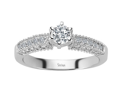 Total 0.60 carat diamond solitaire ring in 14K white gold