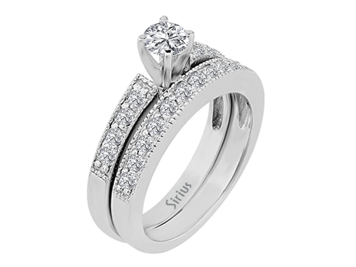 Insgesamt 0,83 Karat Diamant Solitaire Ring und Allianz - handgefertigter Diamantschmuck aus Feingold | Sirius Diamant
