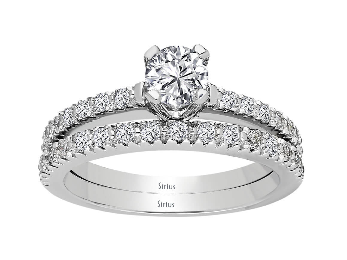 Insgesamt 0,82 Karat Diamant Solitaire Ring und Allianz - handgefertigter Diamantschmuck aus Feingold | Sirius Diamant
