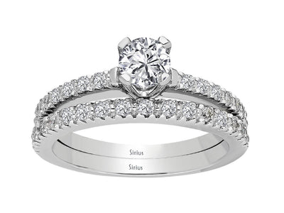 Total 0.82 carat diamond solitaire ring and alliance