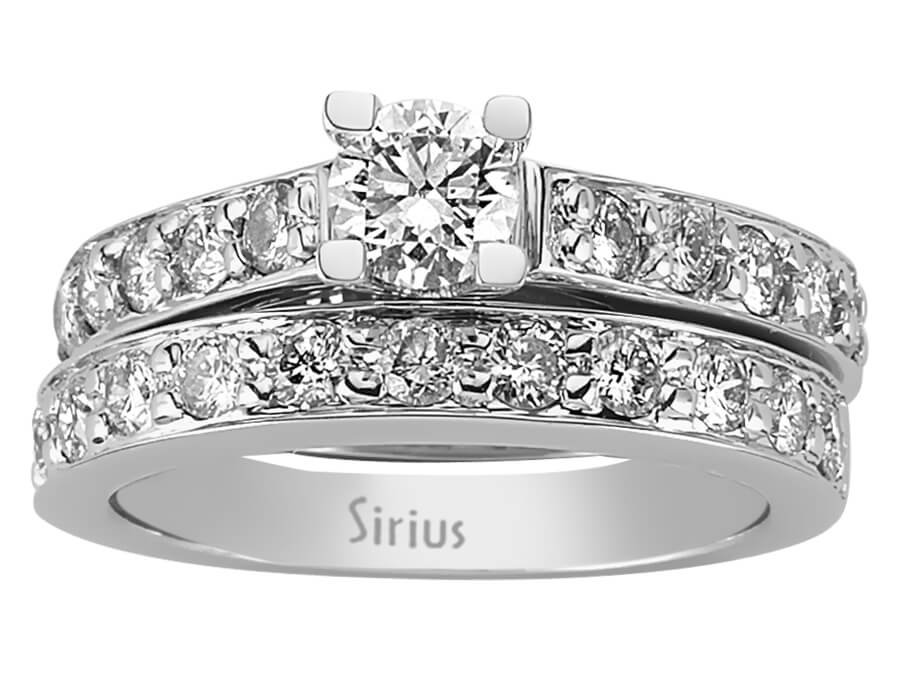 Insgesamt 1,19 Karat Diamant Solitaire Ring und Allianz - handgefertigter Diamantschmuck aus Feingold | Sirius Diamant