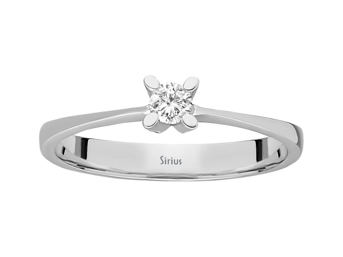 F Farbe 0,11 Carat Diamant Solitär Ring - handgefertigter Diamantschmuck aus Feingold | Sirius Diamant