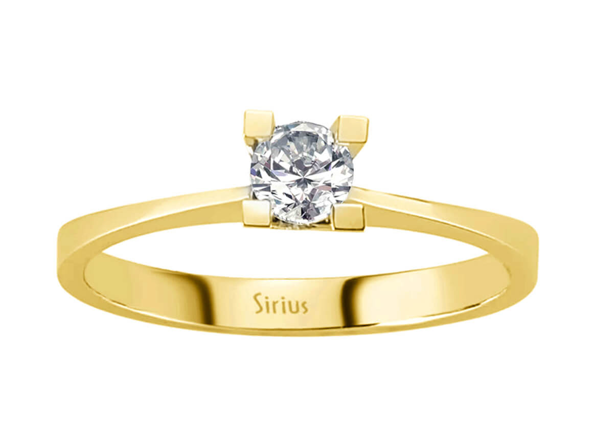 0.23 carat diamond solitaire ring in 14 K yellow gold