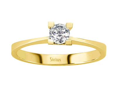 0.23 carat diamond solitaire ring in 14 K yellow gold