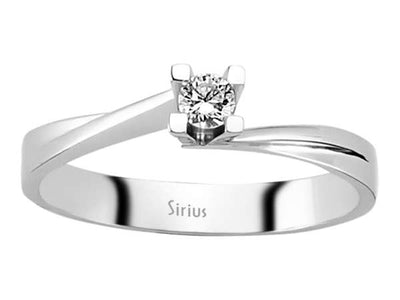 Bague solitaire en or blanc 14 carats avec diamant de 0,10 carat